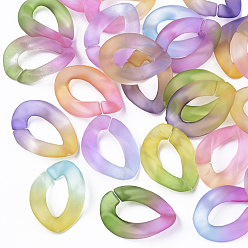 Mixed Color Spray Painted Two Tone Transparent Acrylic Linking Rings, Quick Link Connectors, for Curb Chains Making, Twist, Mixed Color, 23x17x4.5mm, Inner Diameter: 13.5x7mm