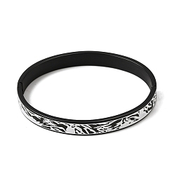 Noir 304 Bracelets manchettes articulés en acier inoxydable émaillé noir à motif peau pour femmes, placage ionique (ip), noir, diamètre intérieur: 2.05x2.48 pouce (5.2x6.3 cm)