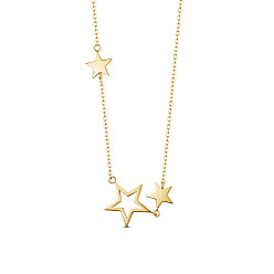 Golden SHEGRACE 925 Sterling Silver Pendant Necklace, with S925 Stamp, Star, Golden, 15.75 inch(40cm)