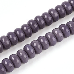 Средний Фиолетовый Непрозрачные с напылением стеклянные бусины, рондель, средне фиолетовый, 8~8.5x4.5~5 мм, отверстие : 1.2 мм, около 75~77 шт / нитка, 14.96 дюйм (38 см)