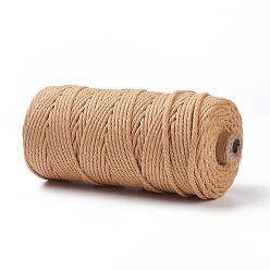 Dark Salmon Cotton String Threads for Crafts Knitting Making, Dark Salmon, 3mm, about 109.36 Yards(100m)/Roll