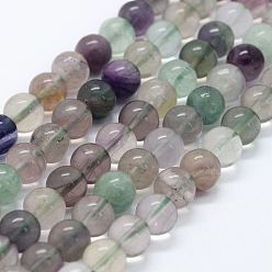 Fluorite Natural Fluorite Beads Strands, Round, 8mm, Hole: 1.2mm, about 49pcs/strand, 15.35 inch(39cm)