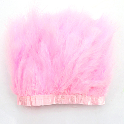 Pearl Pink Turkey Feather Fringe Trimming, Costume Accessories, Dyed, Pearl Pink, 5-1/8 inch(130mm), about 2.19 Yards(2m)/Bag