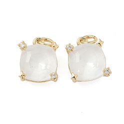 Снежный Кулон из циркония, квадратных амулеты, со стеклом, стойки покрытие, долговечный, без кадмия и без свинца, с целью перехода в кольце, реальный 18 k позолоченный, снег, 12.5x11x8 мм, отверстие : 3 мм