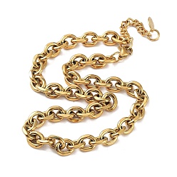 Real 18K Gold Plated Ion Plating(IP) 304 Stainless Steel Rolo Chain Necklace, Real 18K Gold Plated, 15.83 inch(40.2cm)