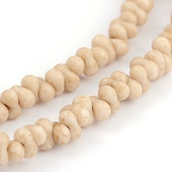 Tan Frosted Bone Glass Bead Strands, Tan, 4x2mm, Hole: 1mm; about 260pcs/strand, 16.53~16.92 inch(42~43cm)