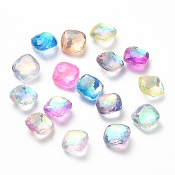 Mixed Color K9 Glass Cabochons, Faceted, Square, Mixed Color, 8x8x4.5mm