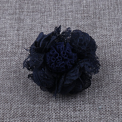 Bleu Nuit Fleur en tissu pour accessoires de cheveux diy, fleurs d'imitation pour chaussures et sacs, bleu minuit, 65mm