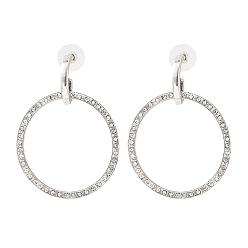 Ring Серьги-гвоздики из сплава и хрустальных стразов, платина, кольцо, 63x44 мм