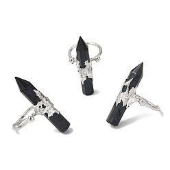 Гематит Кольца-манжеты из синтетического гематита и латуни для женщин, платина, колонна в форме остроконечного конуса, 41~47x9.5~11.5 мм, внутренний диаметр: 18~19 мм