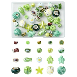 (52) Непрозрачная лаванда 20 стили фарфоровых керамических бусин ручной работы, разнообразные, разноцветные, 6~19.5x6~16x5.5~13 мм, отверстие : 1.5~3 мм, 2 шт / стиль