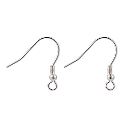 Silver 925 Sterling Silver Earring Hook Findings, Silver, 22 Gauge, Pin: 0.65mm, 18mm, Hole: 2mm, about 46pairs/20g