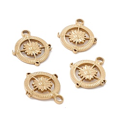 Golden Ion Plating(IP) 304 Stainless Steel Pendants, Compass, Golden, 17.5x15x2mm, Hole: 2mm
