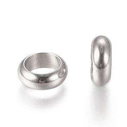 Stainless Steel Color 201 Stainless Steel Spacer Beads, Flat Round, Stainless Steel Color, 8x3mm, Hole: 5.5mm