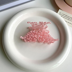 Pink Заколки-когти из ацетата целлюлозы в форме бабочки, аксессуары для волос для женщин и девочек, розовые, 100x50 мм