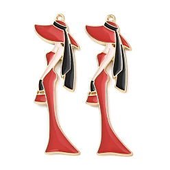 Красный Эмали сплава большие кулоны, женские прелести, стойки покрытие, долговечный, золотые, красные, 60.5x20.5x2 мм, отверстие : 1.8 мм