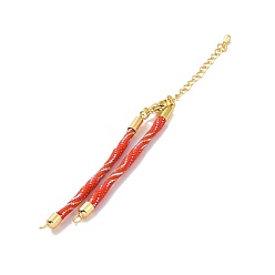 Orange Red Nylon Cord Bracelets, for Connector Charm Bracelet Making, with Rack Plating Golden Lobster Claw Clasps & Chain Extenders, Long-Lasting Plated, Cadmium Free & Lead Free, Orange Red, 5-3/4~6x1/8x1/8 inch(14.7~15.2x0.3cm)