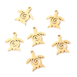 Golden 304 Stainless Steel Charms, Laser Cut, Sea Turtle, Golden, 12x11x1mm, Hole: 1mm