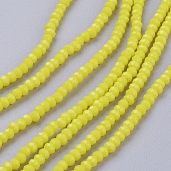 Yellow Imitation Jade Glass Beads Strands, Faceted, Rondelle, Yellow, 3x2mm, Hole: 0.5mm, about 160~165pcs/strand, 15.35 inch~15.75 inch(39~40cm)