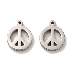 Stainless Steel Color 304 Stainless Steel Charms, Peace Sign Charms, Stainless Steel Color, 12.5x10x1.8mm, Hole: 1mm