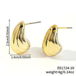 Teardrop Геометрические блестящие пластиковые серьги-гвоздики, золотые, слеза, 23x14 мм