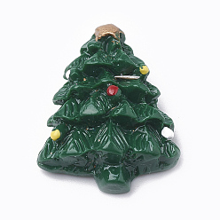 Dark Green Resin Cabochons, Christmas Tree, Dark Green, 24x19x7mm