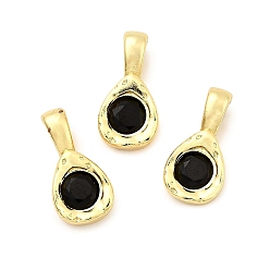 Черный Подвески-капельки из латуни с микропаве из кубических цирконий, стойки покрытие, долговечный, без кадмия и без свинца, золотые, чёрные, 12.5x6.5x4 мм, отверстие : 3.5x2.5 мм