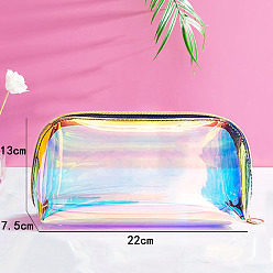 Colorful Laser Portable PVC Transparent Waterpoof Makeup Storage Bag, Multi-functional Wash Bag, with Pull Chain, Colorful, 7.5x22x13cm