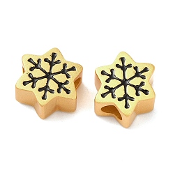 Antique Golden Christmas Rack Plating Brass European Beads, Large Hole Beads, Long-Lasting Plated, Matte Style, Snowflake, Antique Golden, 12.5x12x7mm, Hole: 4.5mm