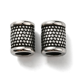 Antique Silver Retro 304 Stainless Steel Large Hole Barrel Beads, Antique Silver, 13.5x10.5mm, Hole: 7mm