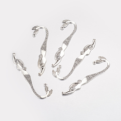 Antique Silver Tibetan Style Mermaid Alloy Bookmarks, Cadmium Free & Nickel Free & Lead Free, Antique Silver, 81.5x21x3mm, Hole: 3mm, about 162pcs/1000g
