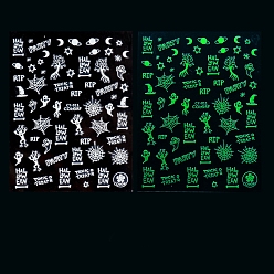 Hat Luminous Plastic Nail Art Stickers Decals, Self-adhesive, For Nail Tips Decorations, Halloween 3D Design, Glow in the Dark, Hat, 10x8cm