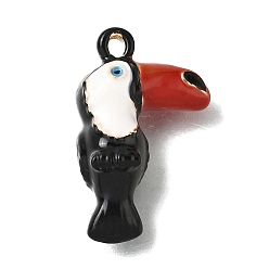 Woodpecker Подвески из эмали и сплава, золотой свет, обереги дятла, 21x13.5x6.5 мм, отверстие : 1.6 мм