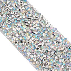 Clear AB Glitter Resin Hotfix Rhinestone(Hot Melt Adhesive On The Back), Rhinestone Trimming, Costume Accessories, Clear AB, 10x2.3mm, about 0.91m/yard