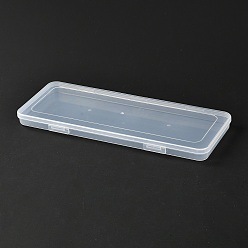 Clear Rectangle Polypropylene(PP) Plastic Boxes, Bead Storage Containers, with Hinged Lid, Clear, 10.3x26.5x1.8cm, Inner Diameter: 9.3x25.9cm