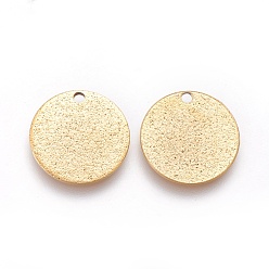 Golden Ion Plating(IP) 304 Stainless Steel Charms, Textured, Flat Round with Bumpy, Golden, 15x1mm, Hole: 1.5mm