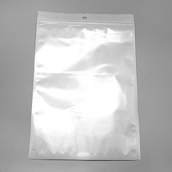 White Pearl Film Plastic Zip Lock Bags, Resealable Packaging Bags, with Hang Hole, Top Seal, Self Seal Bag, Rectangle, White, 34x24cm, inner measure: 30x23cm