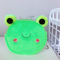 Frog Cute Plush Coin Purse Bear Head Storage Bag for Coins and Earphones.