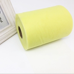 Lemon Chiffon Nylon Tulle Fabric Rolls, Mesh Ribbon Spool for Wedding and Decoration, Lemon Chiffon, 5-7/8 inch(150mm), about 98.43 Yards(90m)/Roll