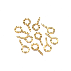 Golden Iron Screw Eye Pin Peg Bails, For Half Drilled Beads, Golden, 10x5mm, 200pcs/bag