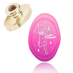 Angel & Fairy Wax Seal Brass Stamp Head, for Wax Seal Stamp, Oval, Angel & Fairy Pattern, 3x2x1.45cm