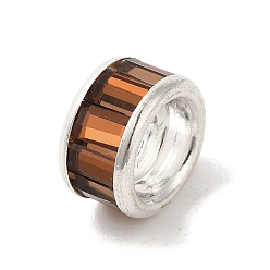 Кокосово-Коричневый Стойки обшивки латунные бусины, со стеклом, долговечный, без кадмия и без свинца, кокосового коричневый, 9.5x5.5 мм, отверстие : 4 мм