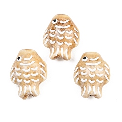 пшеница Фарфоровые бусины ручной работы, рыба, пастельный фарфор, цвет пшеницы, 20x15x8.5~9 мм, отверстие : 2.4~2.5 мм