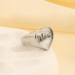 Нержавеющая Сталь Цвет День матери 304 кольца из нержавеющей стали, сердце со словом мама, цвет нержавеющей стали, размер США 9 (18.9 мм)