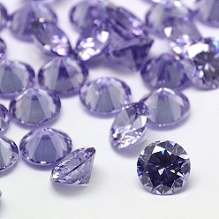Lilac Cubic Zirconia Cabochons, Grade A, Faceted, Diamond, Lilac, 3x2mm