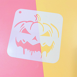 White Plastic Drawing Painting Stencils Templates, Square, Halloween Theme Pattern, White, 15x15cm