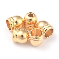 Real 24K Gold Plated Brass Core End Caps, Long-Lasting Plated, Column, Real 24K Gold Plated, 4.5x4mm, Hole: 1.4mm, Inner Diameter: 2mm