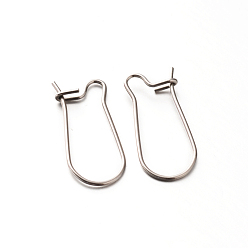 Stainless Steel Color 304 Stainless Steel Hoop Earrings Findings Kidney Ear Wires, Stainless Steel Color, 22 Gauge, 20x9x2mm, Pin: 0.6mm