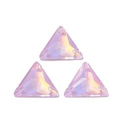 Lilac Mocha Effect Triangle Shape Sew on Rhinestone, K5 Glass Rhinestone, Multi-Strand Link, Plated Flat Back, Sewing Craft Decoration, Lilac, 22x25x7mm, Hole: 1mm