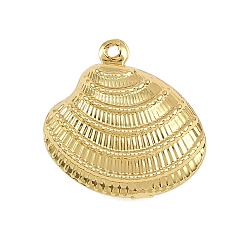 Настоящее золото 18K Латунные подвески, подвески в форме ракушек, стойки покрытие, долговечный, без кадмия и без свинца, реальный 18 k позолоченный, 19.5x19.5x7 мм, отверстие : 1 мм